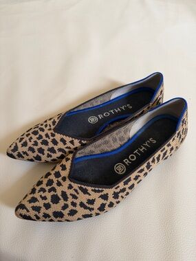 Rothy's Leopard-Print Pointed Flats in Tan and Black